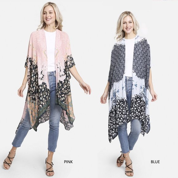 P/S Paisley & Floral ·Kimono·Wrap·Swimsuit Cover·Bikini Cover up·ComfyLuxe - Picture 1 of 3